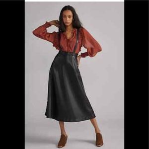 Anthropologie Faux Leather Pinafore Skirt